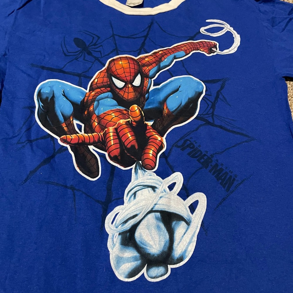 Marvel Spider-Man 3 Blue Graphic T-Shirt Kids Extra Large XL Superhero